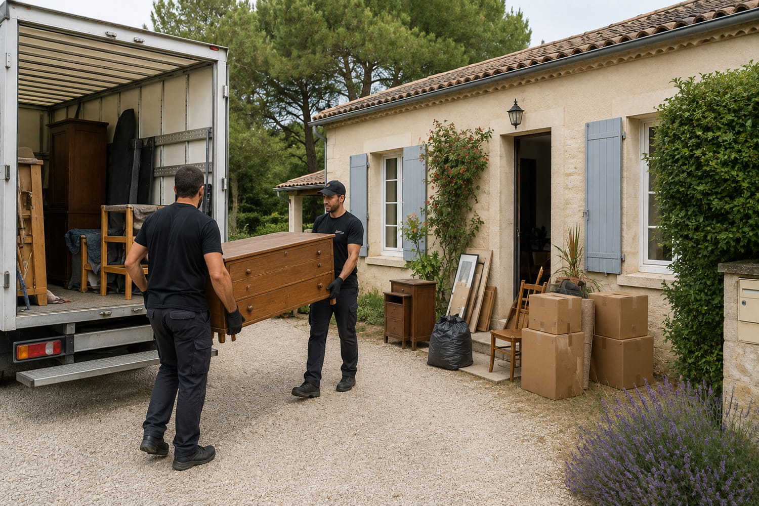 Évacuation de meubles et encombrants dans une maison du Médoc