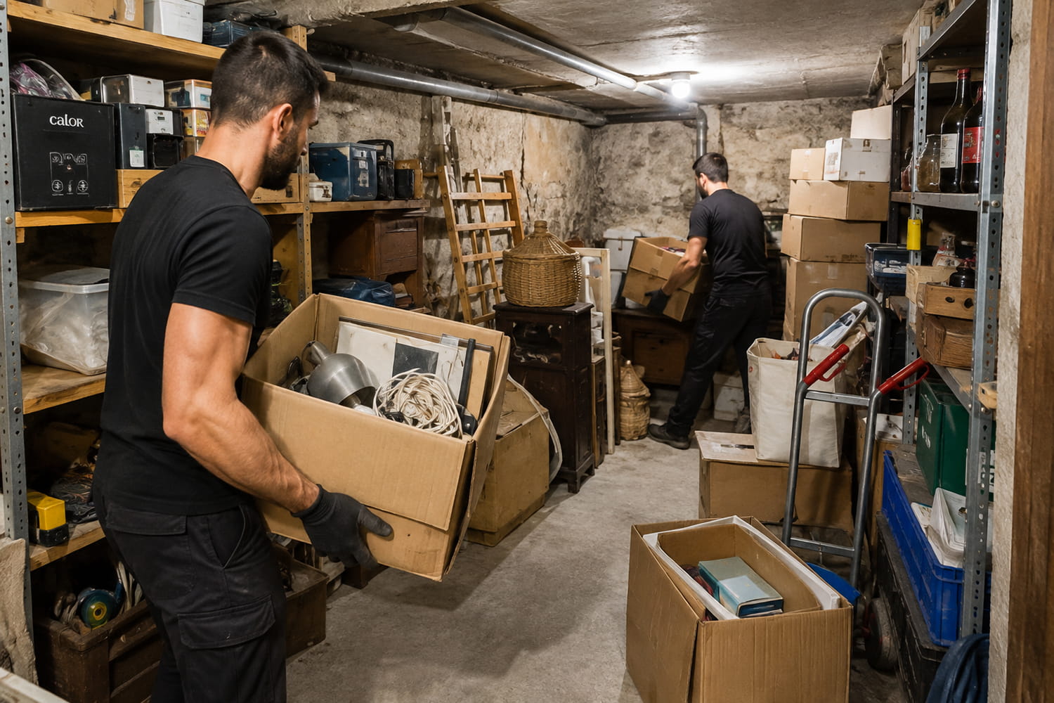 Évacuation de cartons et objets encombrants dans une cave à Saint-Médard-en-Jalles