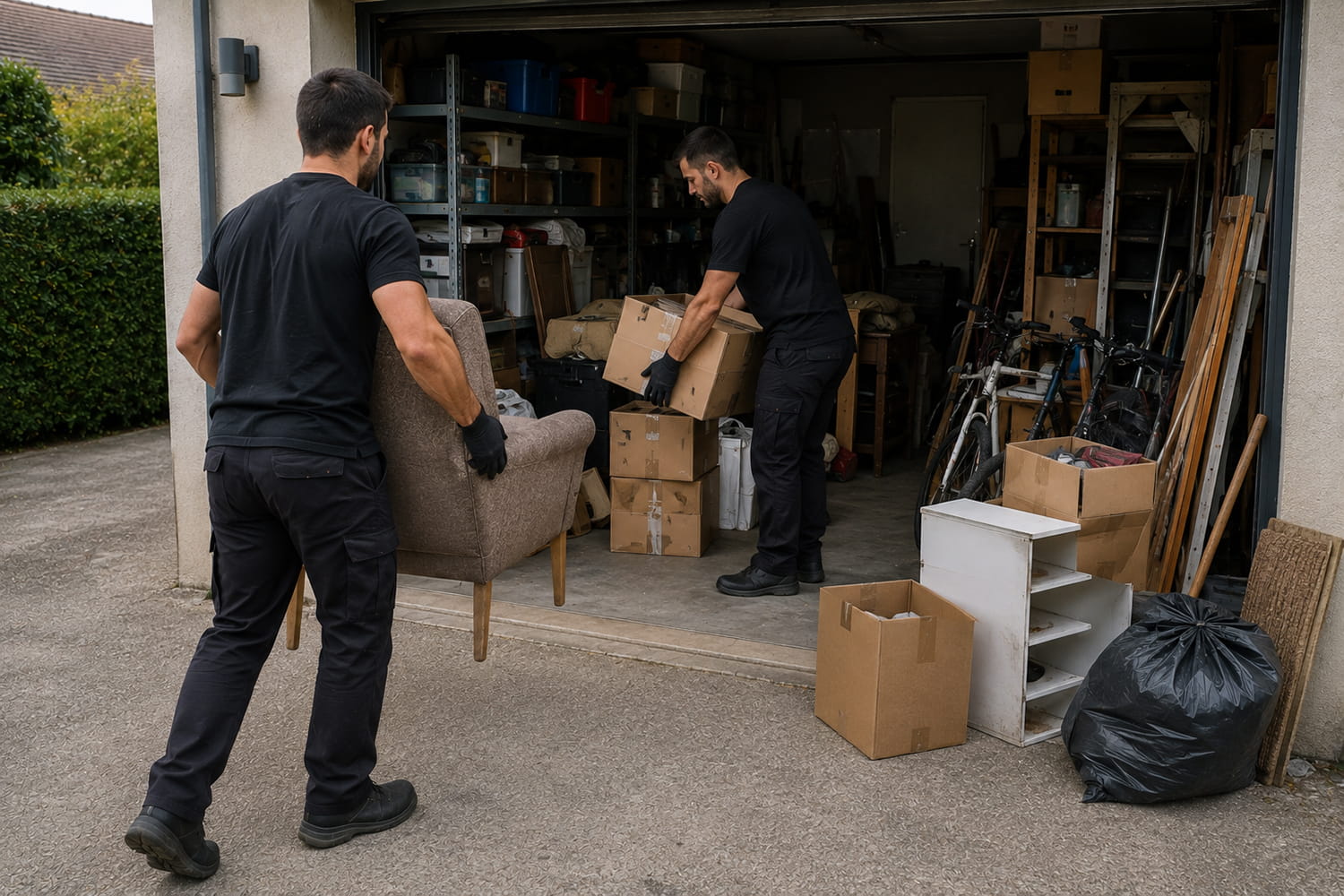 Évacuation de meubles et objets encombrants dans un garage à Eysines